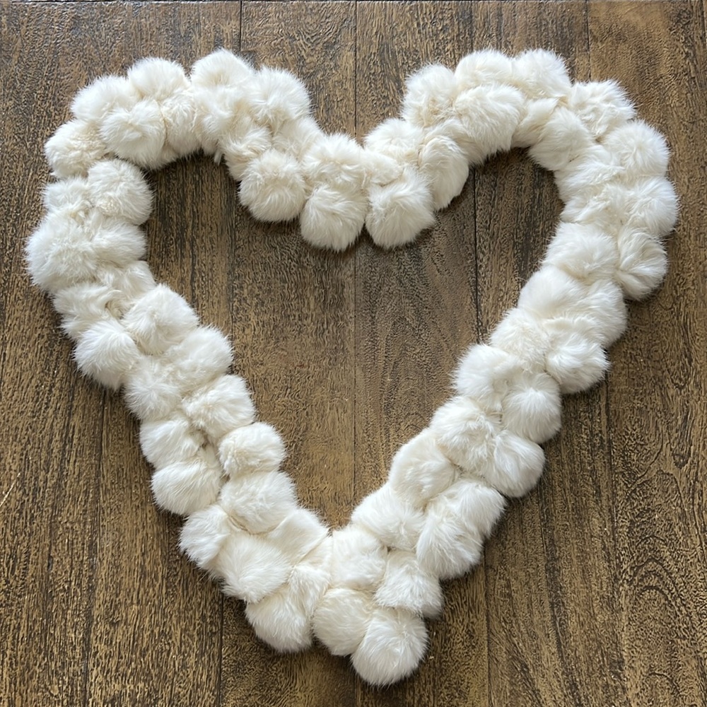 White Rabbit Fur Pom Pom Scarf